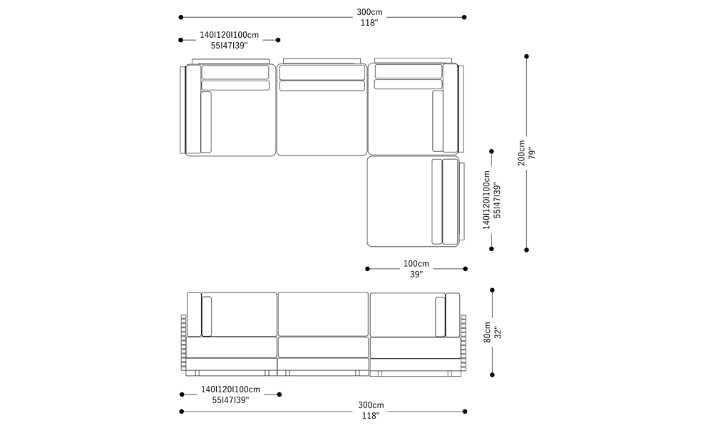 Image of the main dimensions of the product